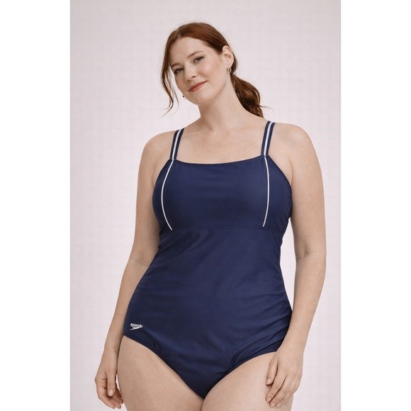 Speedo Other - NWOT Speedo Navy Blue Athletic One Piece Swimsuit‎ Women's Size 14